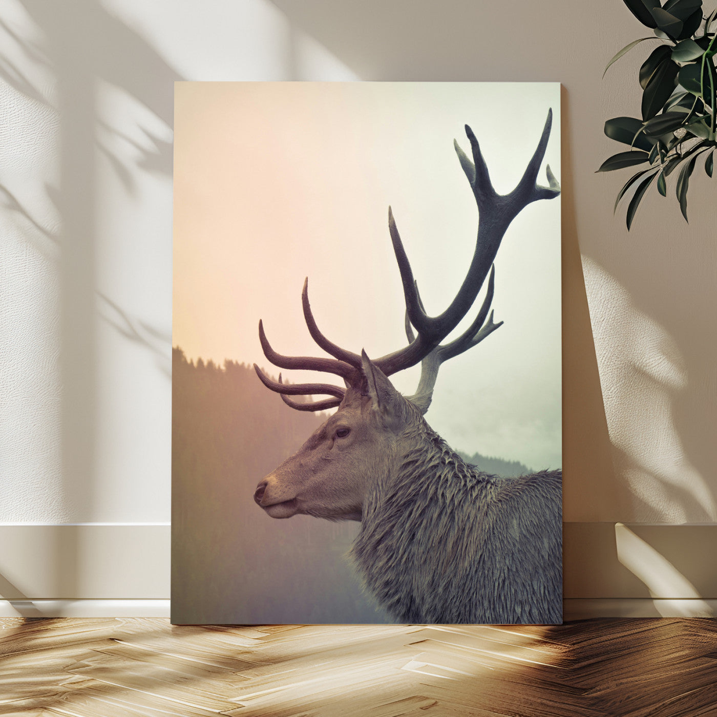 MGV-CV-24X36 - Deer Canvas Print Wall Art Canvas Print, Framed Woodland Animal Decor Art Picture Print, Rustic Lodge Wall Art Perfect Rustic Lodge Decor Artwork