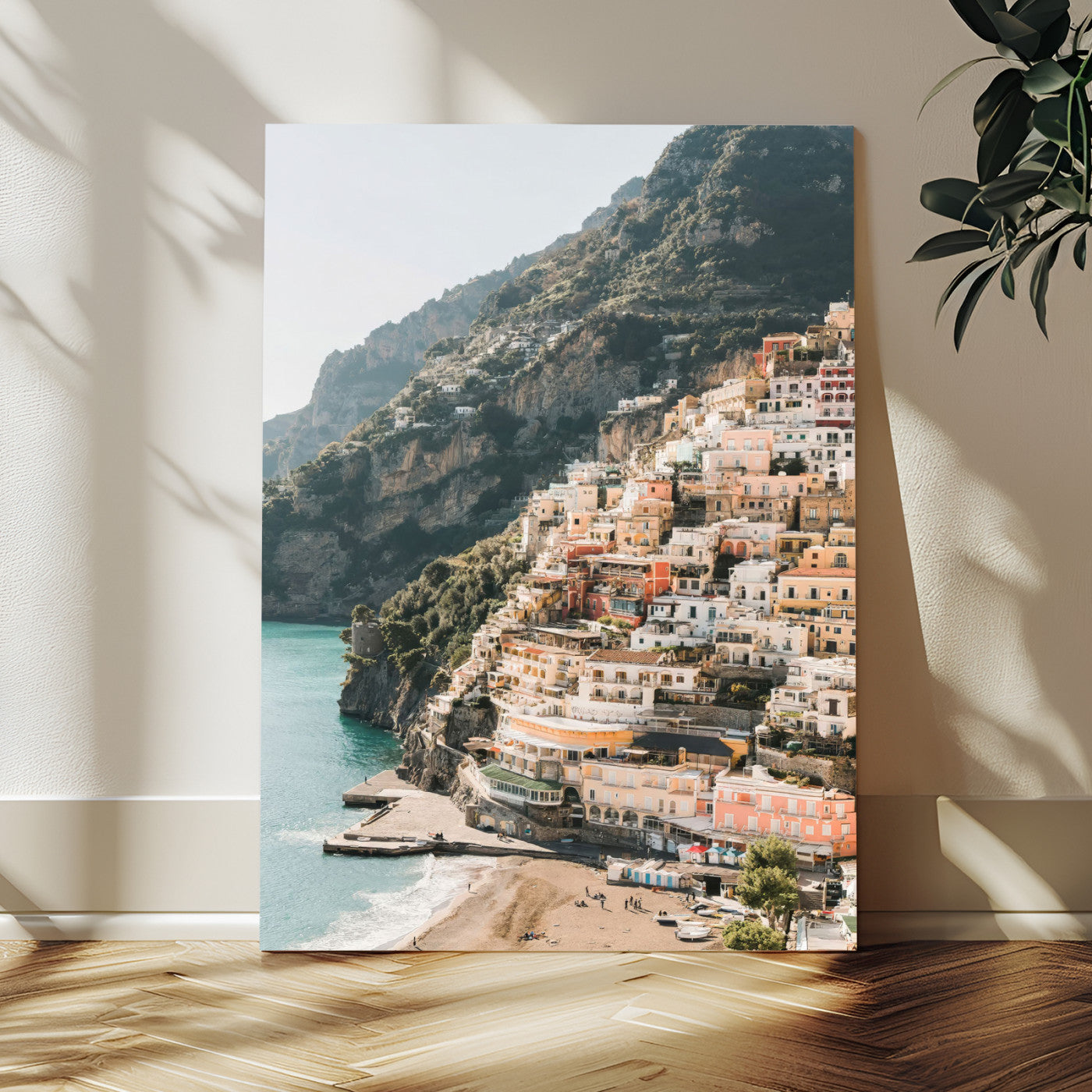 MGV-CV-24X36 - Scenic Coastal Cliffside Town Wall Art – Mediterranean Seaside View Canvas Print, Vibrant Wrapped Canvas for Living Room, Office, Home Decor