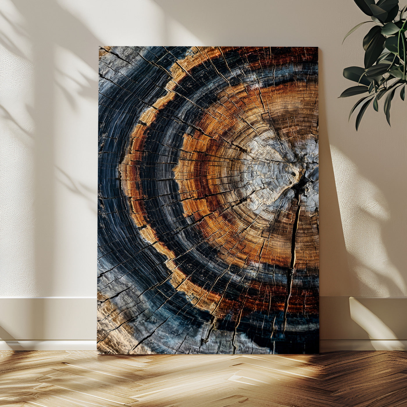 92693966B-MGV-CV-24X36 - Abstract Wood Grain Canvas Print, Tree Ring Pattern Wall Art, Framed Canvas Ready to Hang