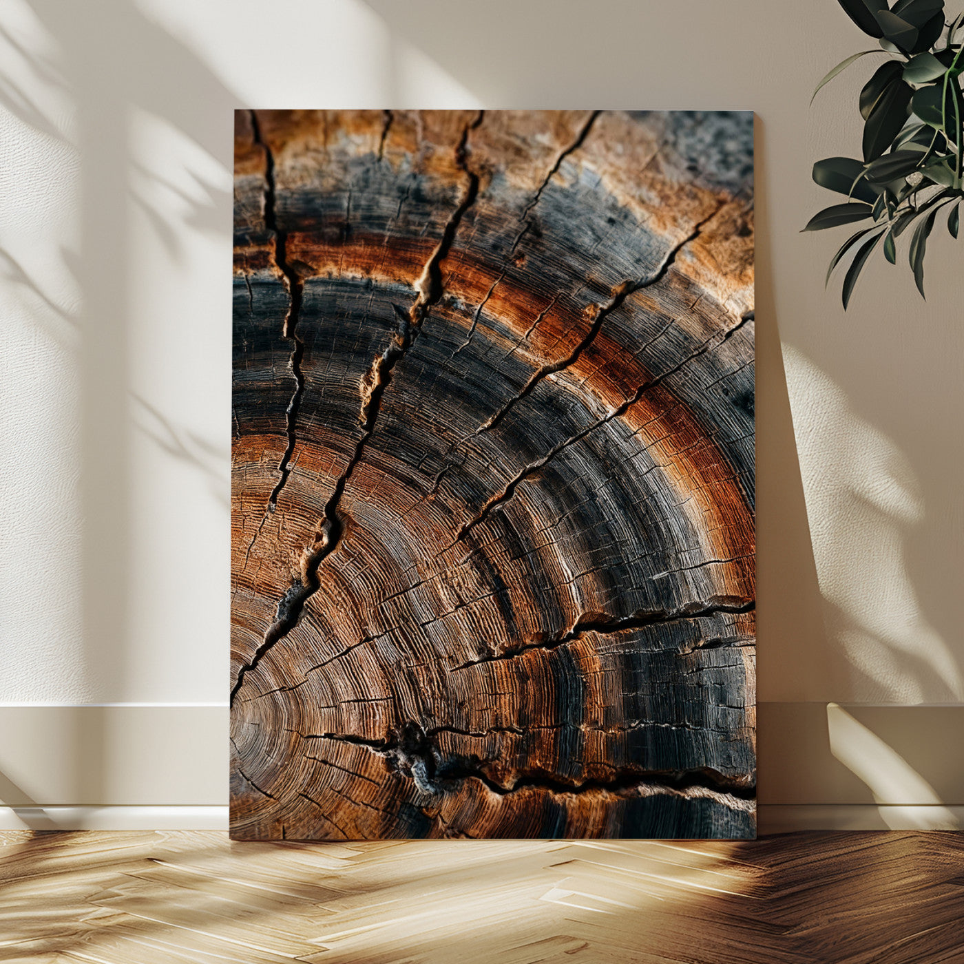 92693966D-MGV-CV-24X36 - Large Abstract Wood Grain Canvas Print, Wood Tree Ring Pattern Wall Art, Framed Canvas Ready to Hang