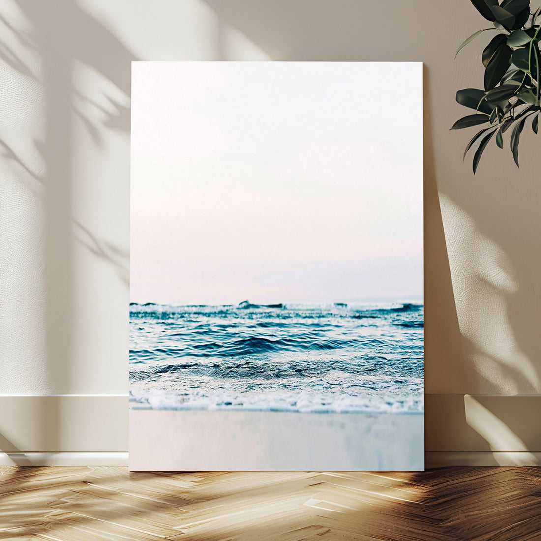 Ocean Wave Wall Art Canvas Print, Minimal Seascape