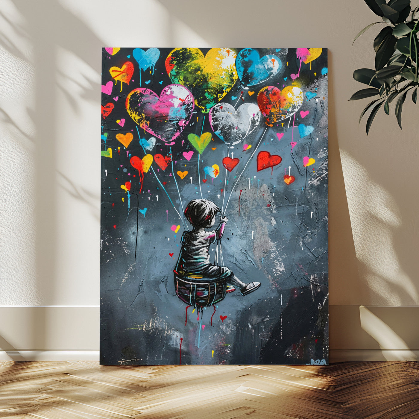 3812625445543-MGV-CV-24X36 - Banksy Balloon Canvas,Banksy Grafitti Art, Balloon Poster, Banksy Art, Wall Art Canvas Design, Ready To Hang Decoration,Wall Art