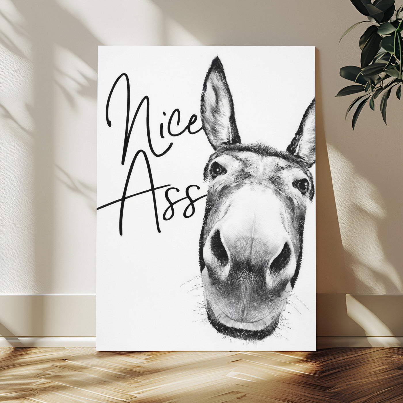 56057354-MGV-CV-24X36 - Nice Ass Funny Canvas Wall Art for Bathroom Wall Decor Cute Danke Humor Decor, Quirky Farmhouse Bathroom Art, Cow Lover Gift