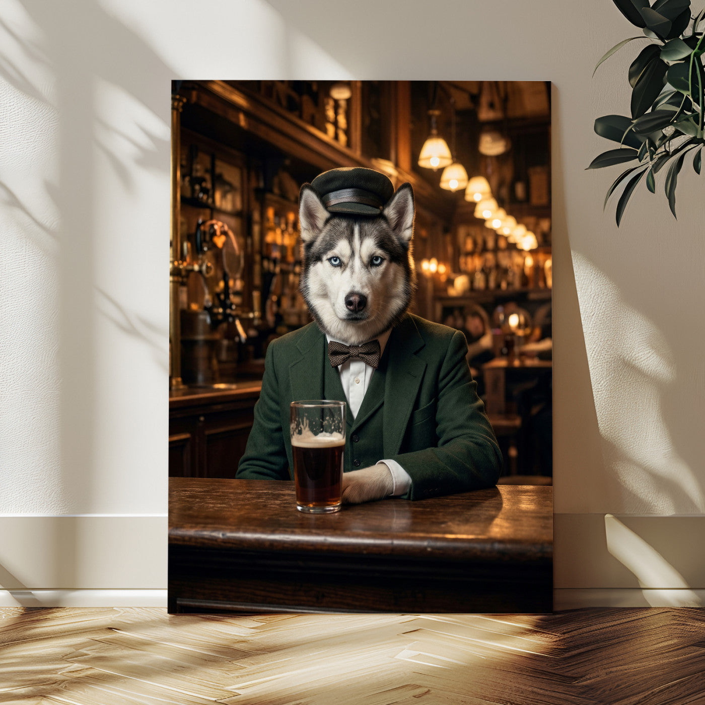 38460512H3-MGV-CV-24X36 - Custom Pet Portrait Canvas, Your Dog or Cat as a Dapper Human Character, Funny Personalized Animal Art