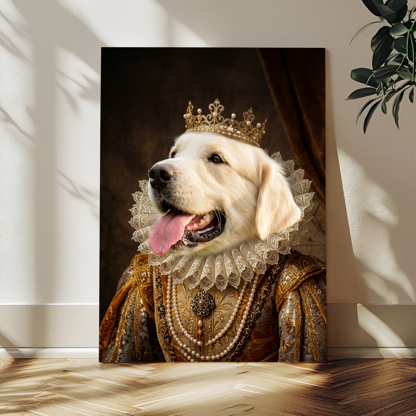 38460512L1-MGV-CV-24X36 - Custom Royal Pet Portrait Canvas, Your Dog or Cat as Queen King Aristocrat, Personalized Regal Animal Art