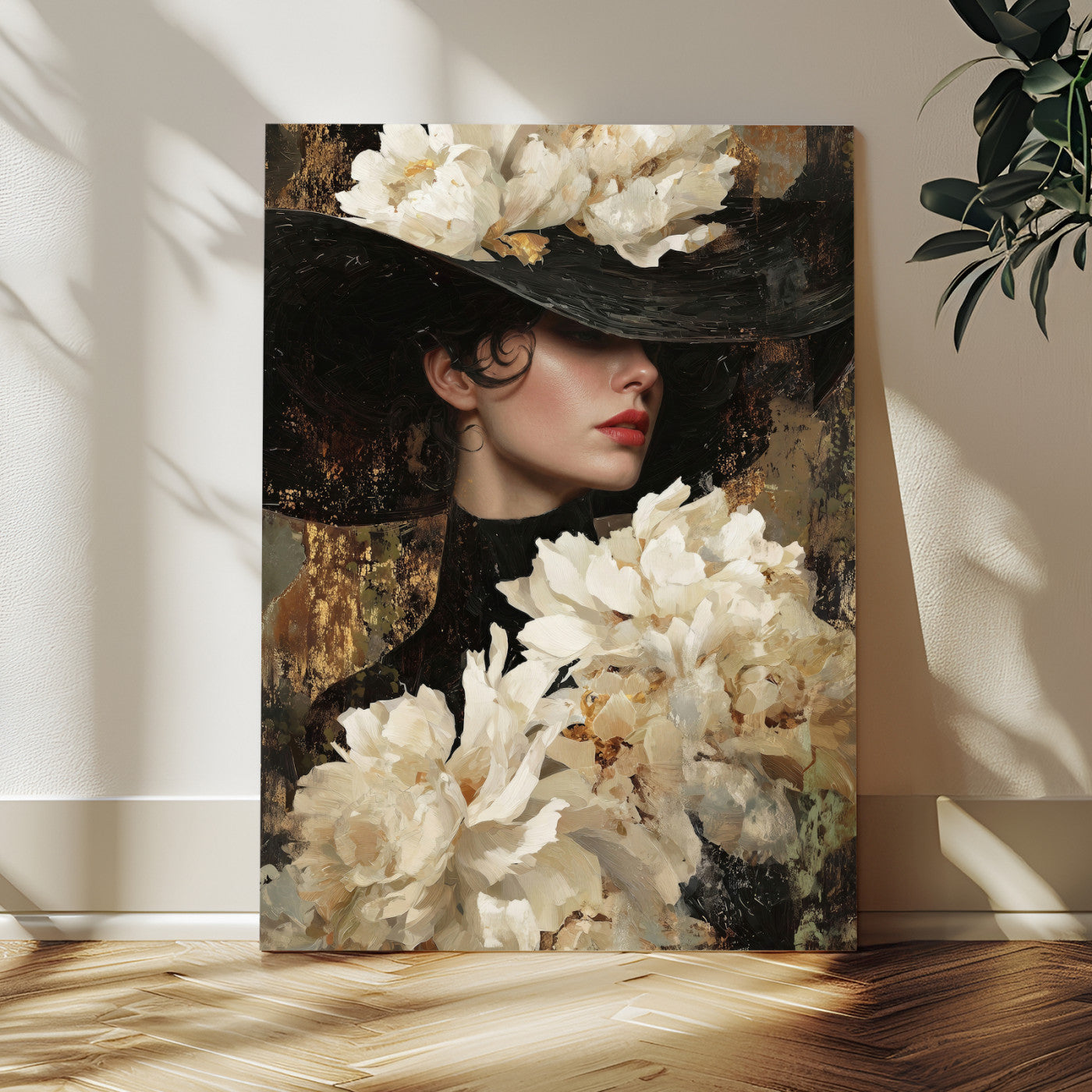 34147087-MGV-CV-24X36 - Glamour Woman Portrait Canvas Wall Art, Elegant Patel Women Portrait Print