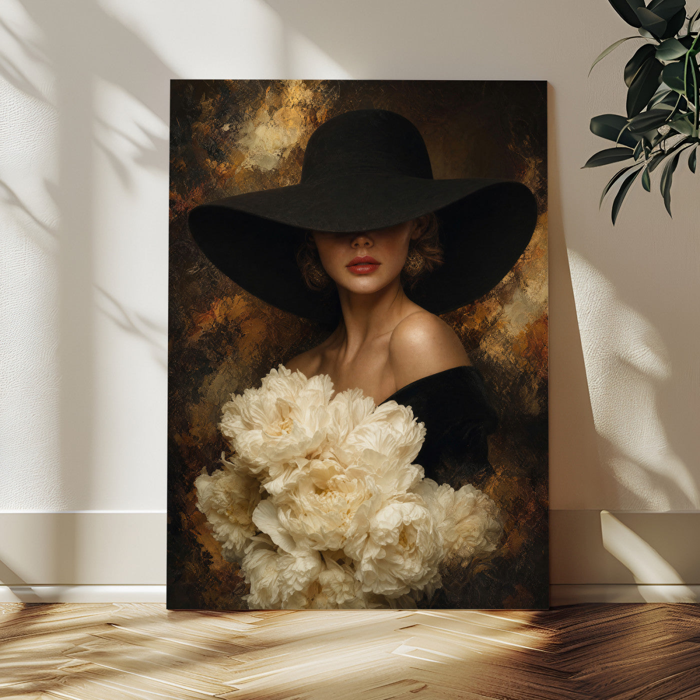 63967705-MGV-CV-24X36 - Glamour Woman Portrait Canvas Wall Art, Elegant Patel Women Portrait Print