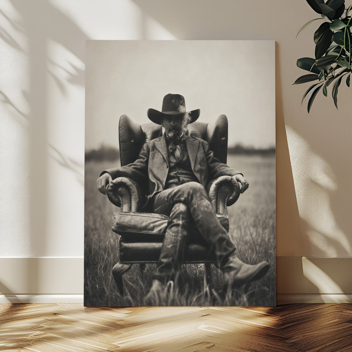 39988307-MGV-CV-24X36 - Vintage Cowboy Wall Art Canvas Print, Western Horse Rider Decor