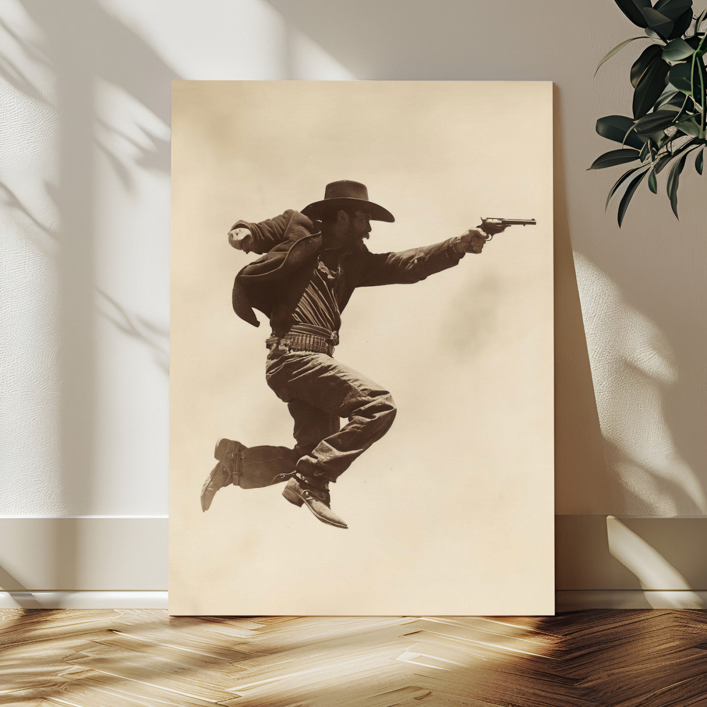 94461975G-MGV-CV-24X36 - Vintage Cowboy Wall Art Canvas Print, Western Gunfighter Decor