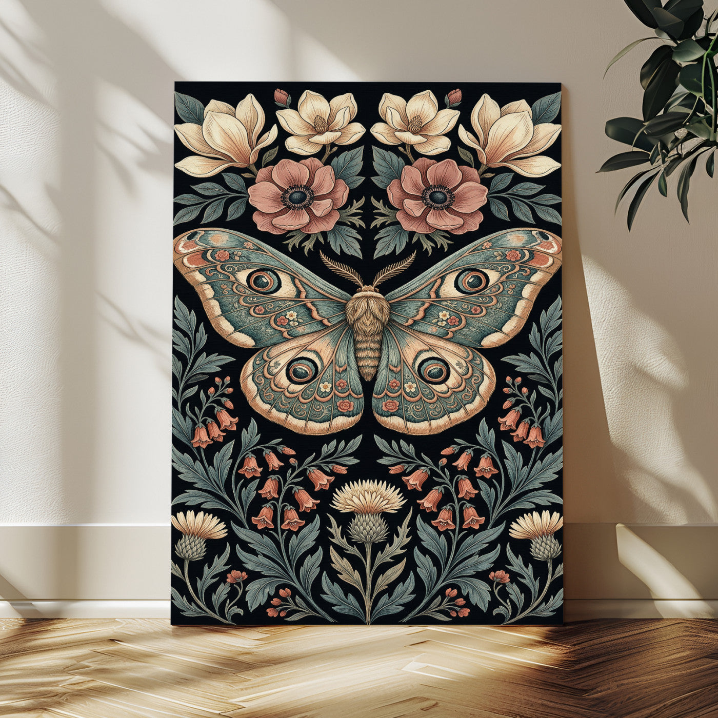 53492618-MGV-CV-24X36 - William Morris Style Prints Canvas Wall Art Lnner Framed, Vintage Bee Botanical Floral Wall Art Decor Pictures for Livingroom, Animals Pictures Decor Artwork