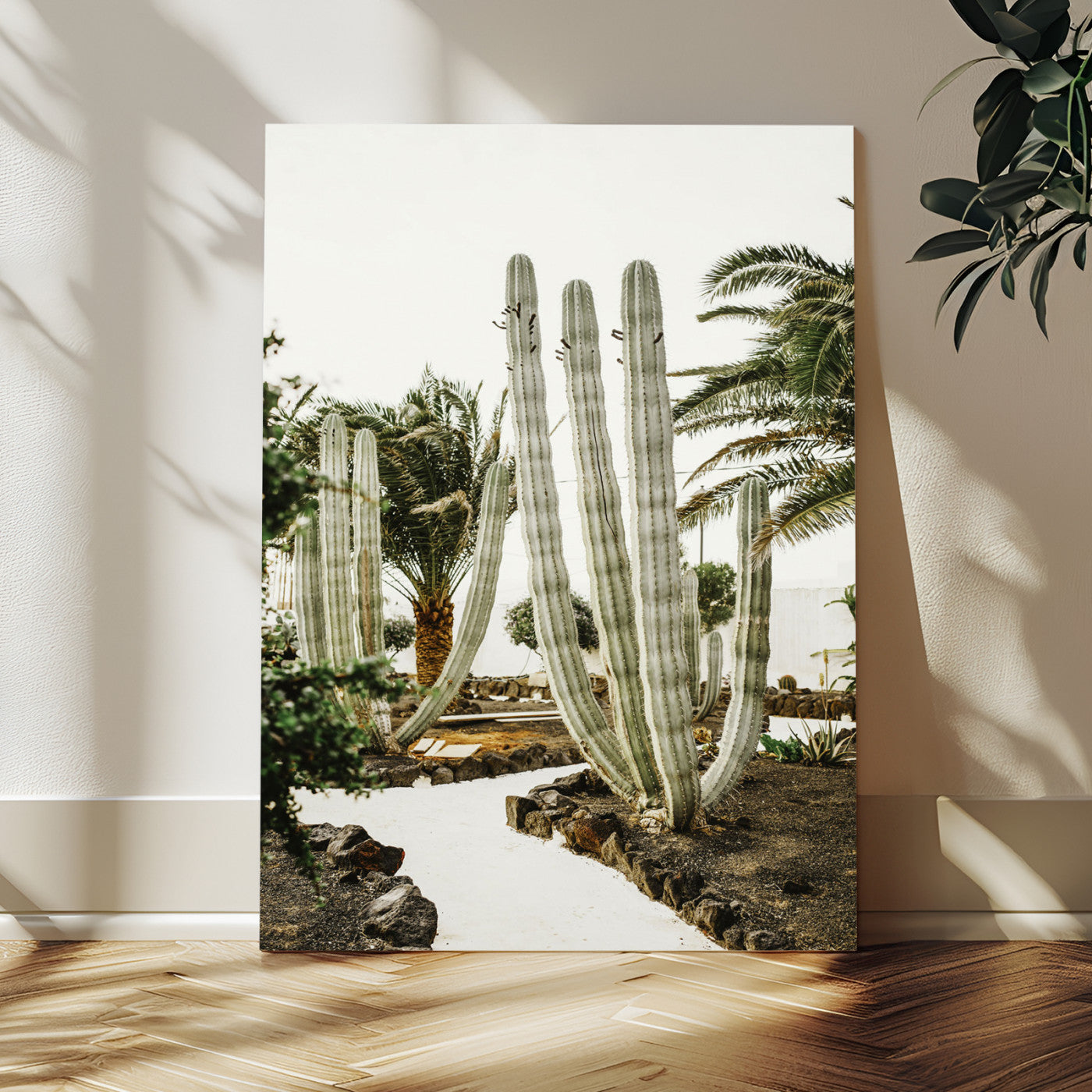 10167832-MGV-CV-24X36 - Cactus Garden Lanzarote Spain Wall Art Canvas Print - Cesar Manrique Desert Oasis Painting
