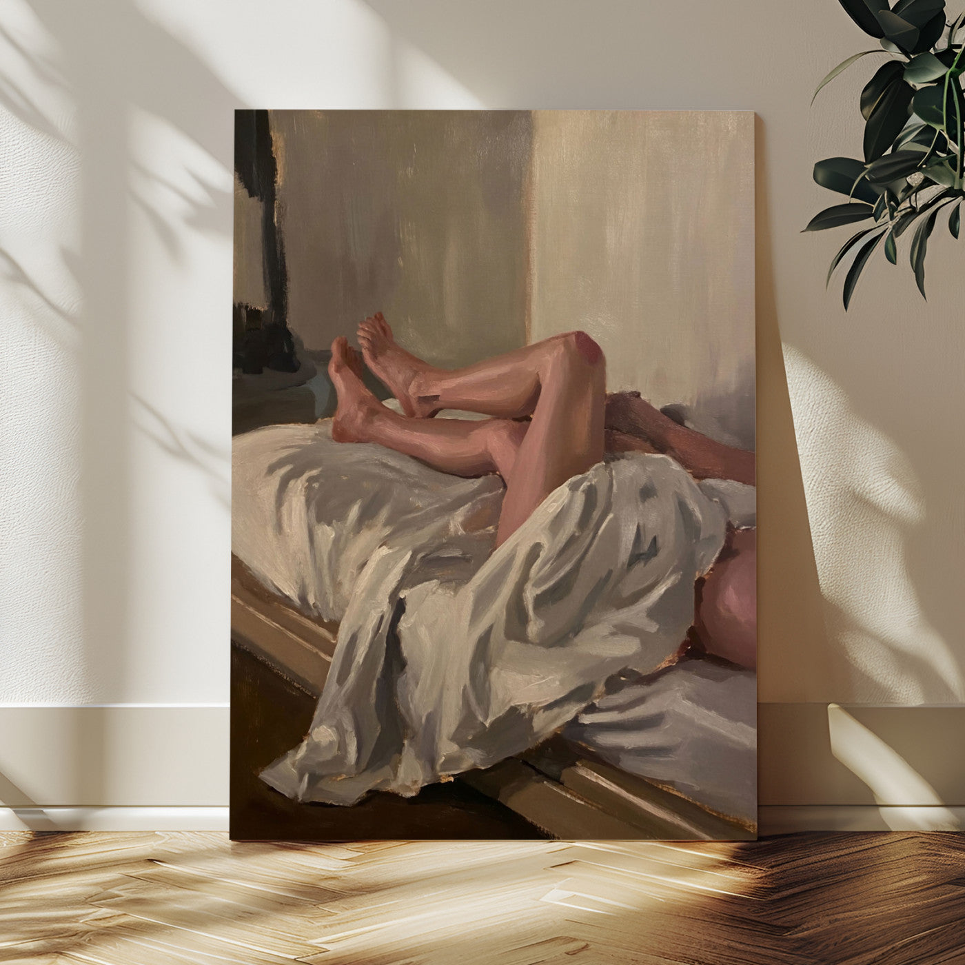 32200836-MGV-CV-24X36 - Gay Love in Bed Wall Art Canvas Print - Mood Impressionist Oil Painting Fine Art