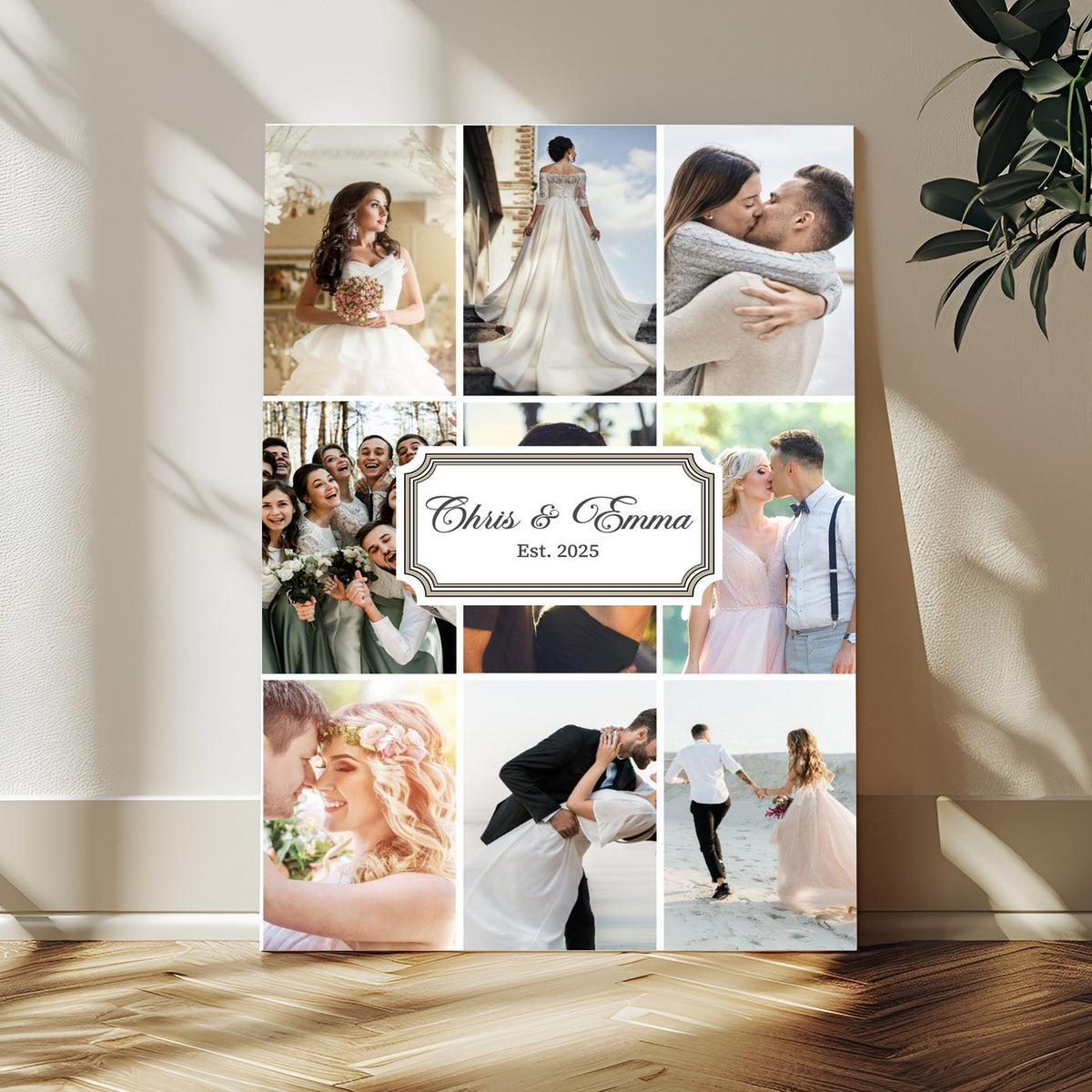 Personalized Wedding Photo Collage Canvas Print, Custom Couple Gift