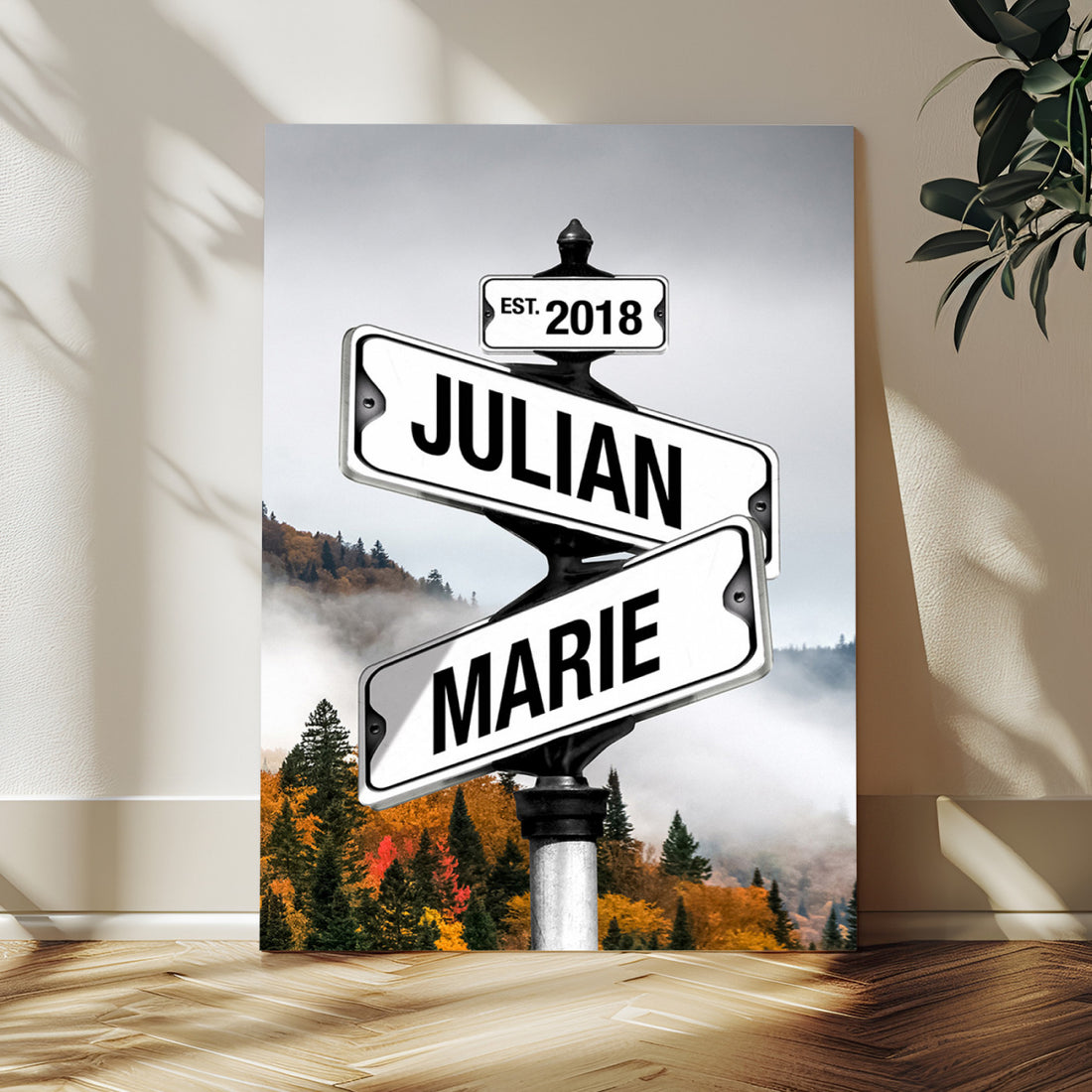 Personalized Name Sign Canvas, Custom Street Sign Wall Art for Family