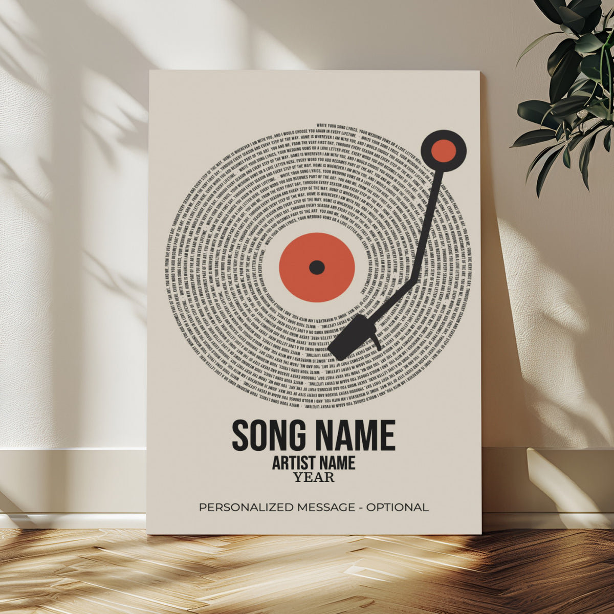 96475288Plak-_Poster-30x20 - Song Lyrics Record Canvas Print – Personalized Vinyl Style Photo Wall Art