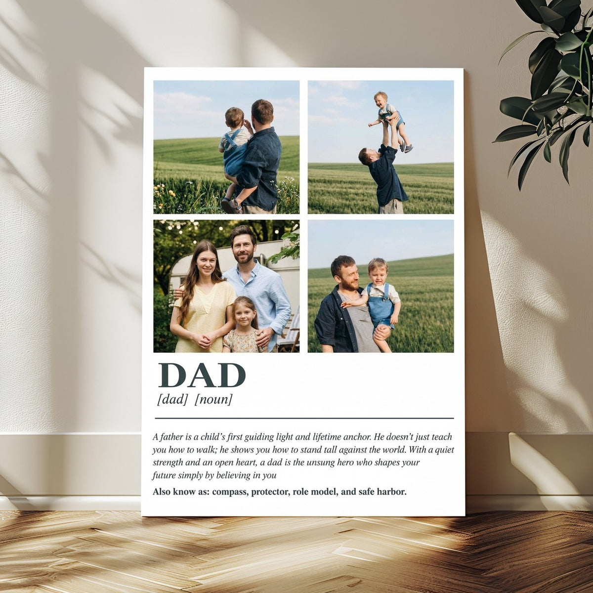 Personalized gift for dad, DAD noun definition with family photos
