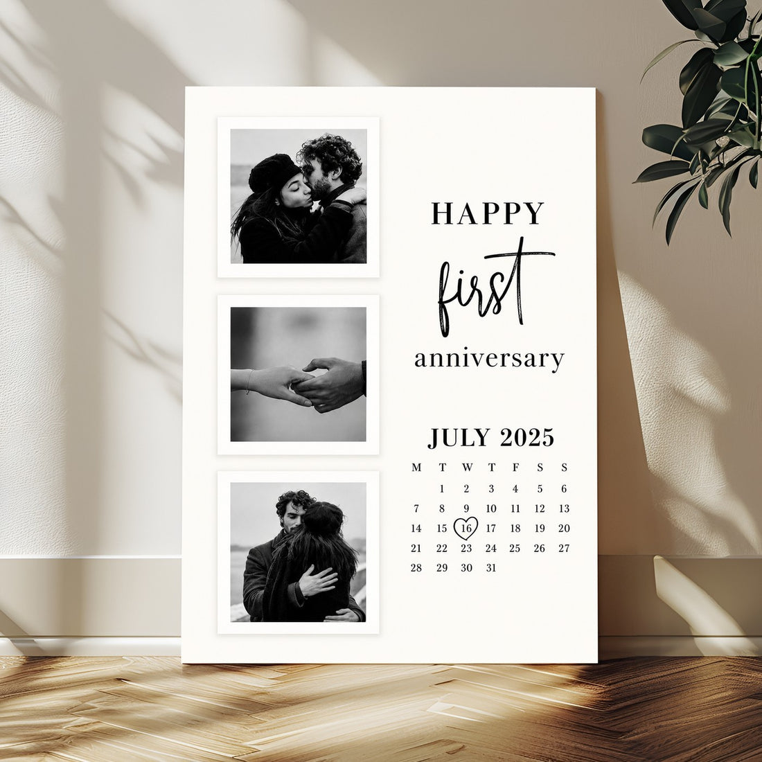 Personalized First Anniversary Photo Calendar Canvas, Couple Gift