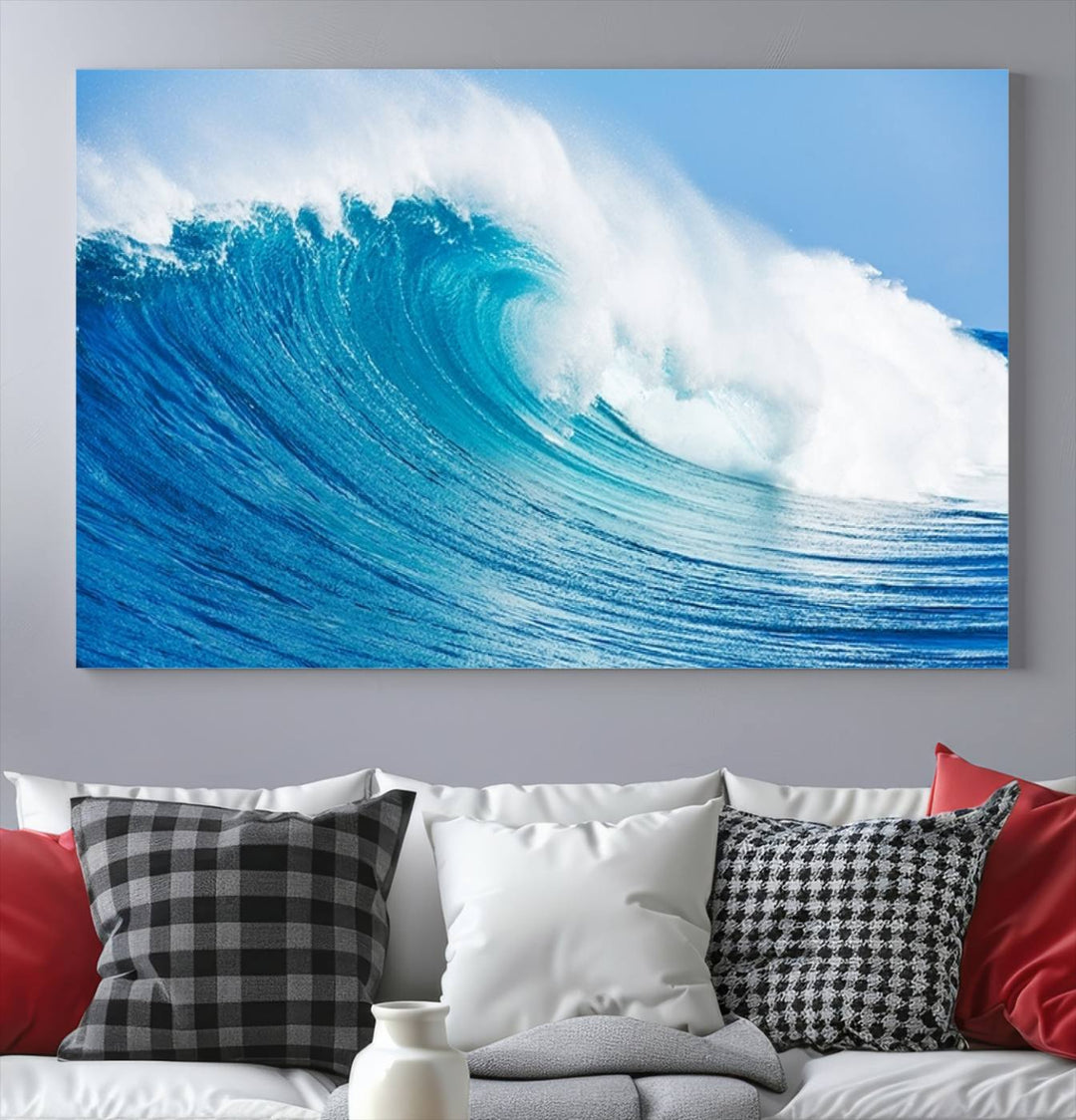 Wall Art Canvas Print Bright Wave on Ocean Surfing Wave Wall Art