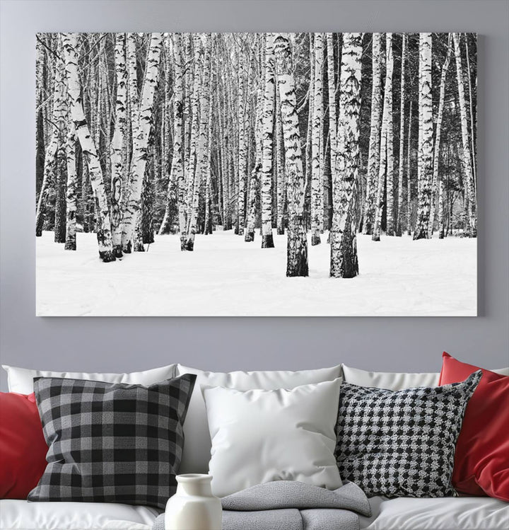 Wall Art Landscape Canvas Print Forest in Winter with Snowy Ground and Trees