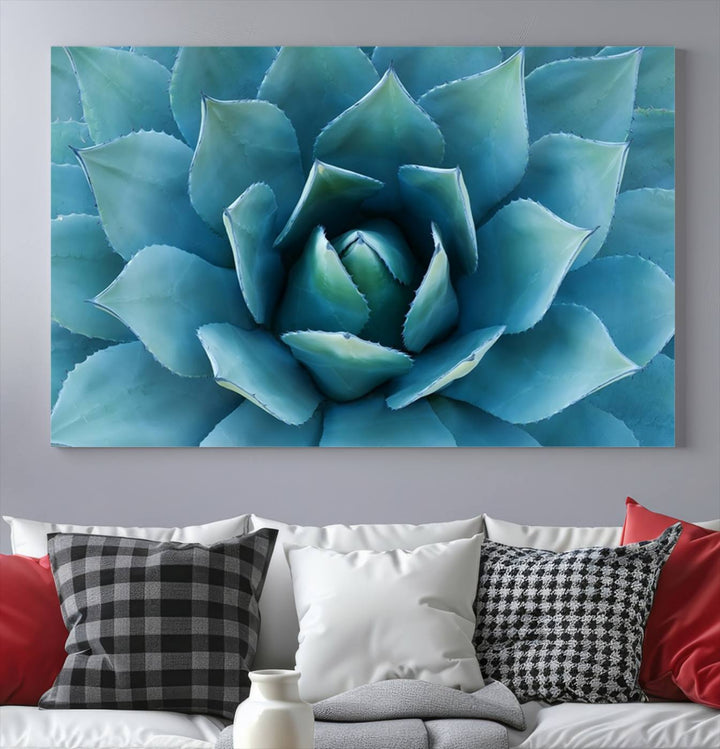 Large Succulent Wall Art Canvas | Vibrant Agave Plant Canvas Print for Living Room and Office Decor