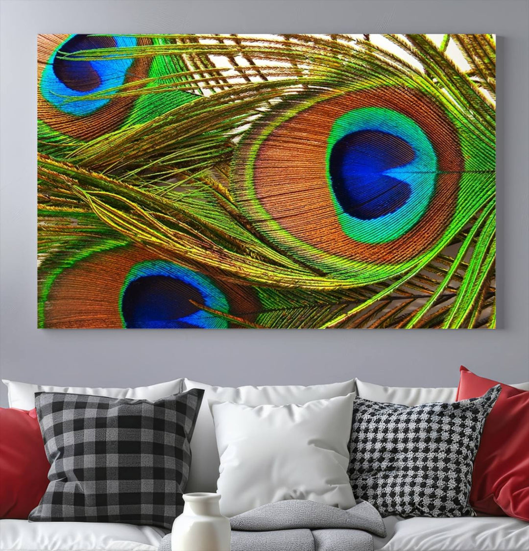 Wall Art Animal Canvas Print Triple Eyed Peacock Wing