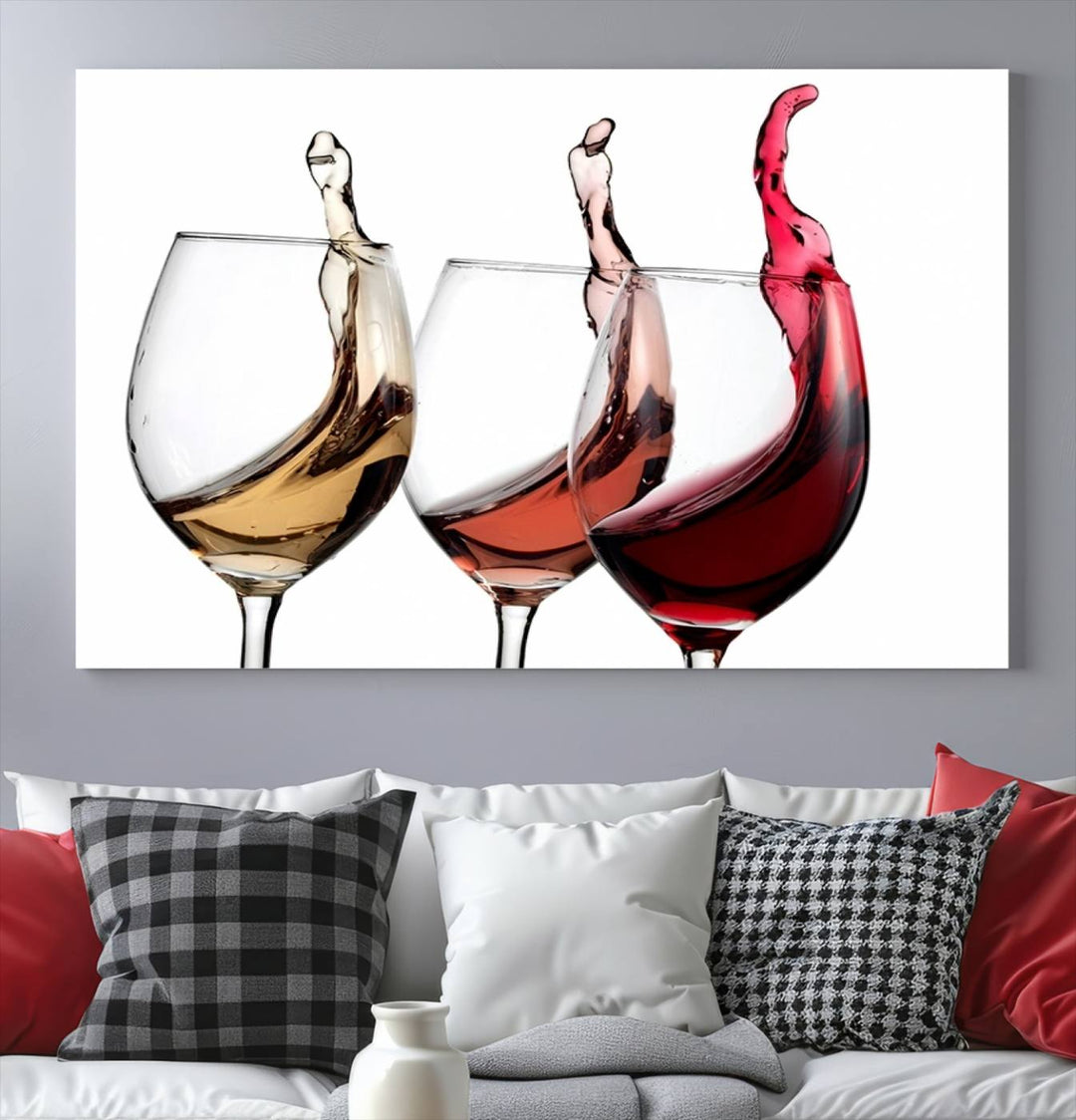 49896 - Lienzo decorativo para pared grande con vino abstracto en copas