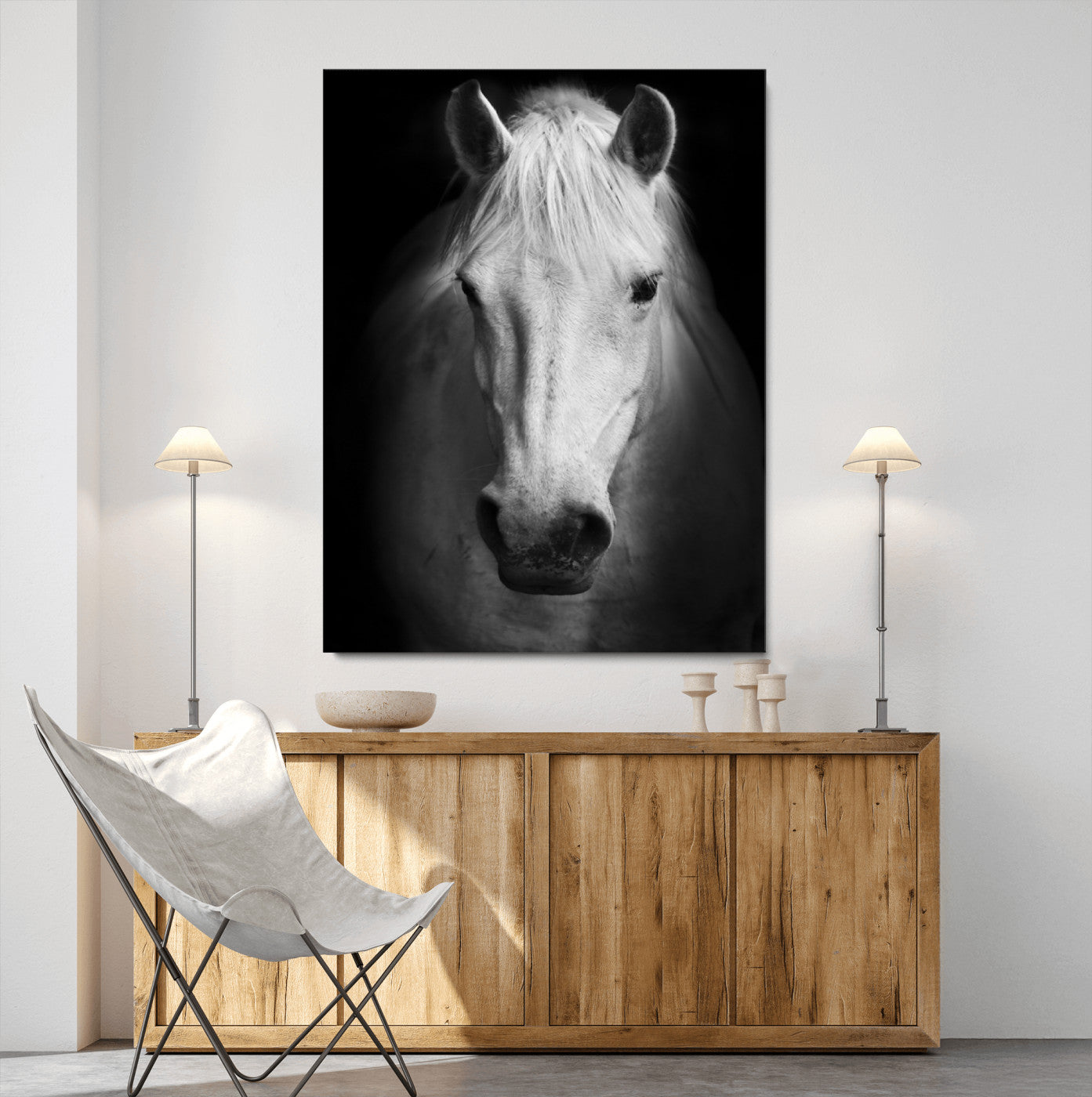 36639-MGV-CV-24X36-Large Wall Art White Horse Canvas Print