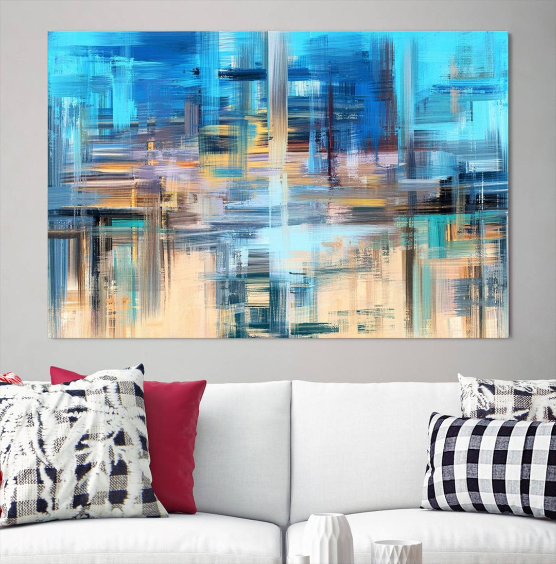 Contemporary Work of Art Blue Abstract Canvas Painting Wall Art Canvas Print