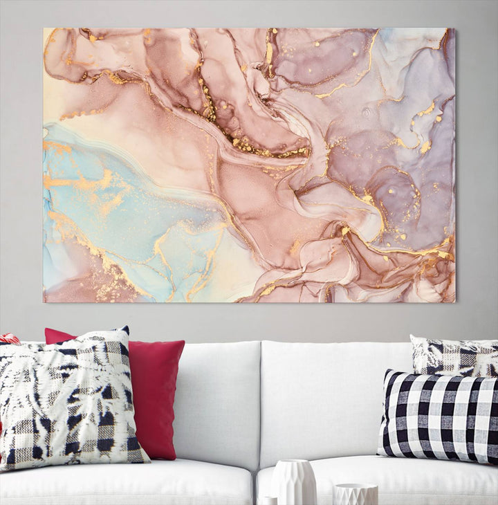 Rose Gold Marble Fluid Effect Wall Art Abstract Canvas Wall Art Print