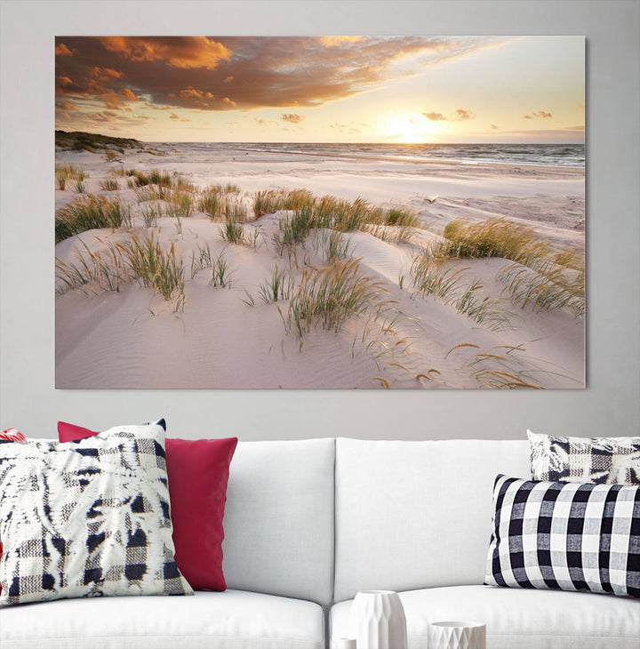 Ocean Beach Wall Art Canvas Print Sunset Artwork Print Coastal Wall Art