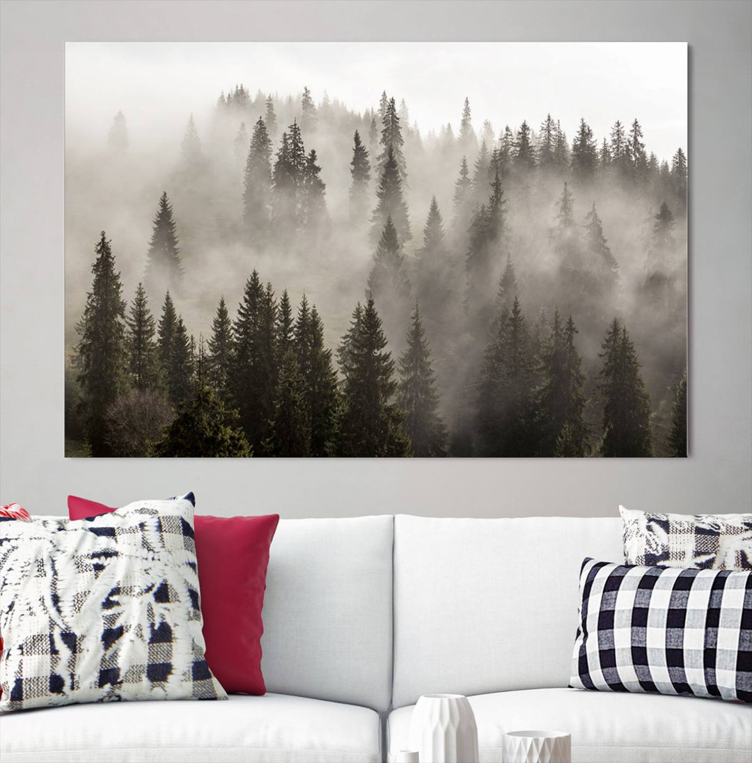 Foggy Forest Wall Art Canvas Print