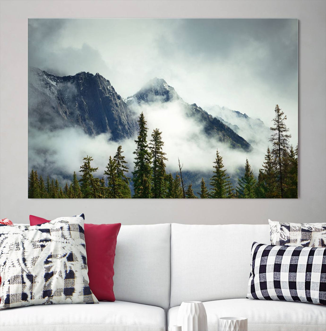 Misty Mountain Forest Wall Art Canvas Print