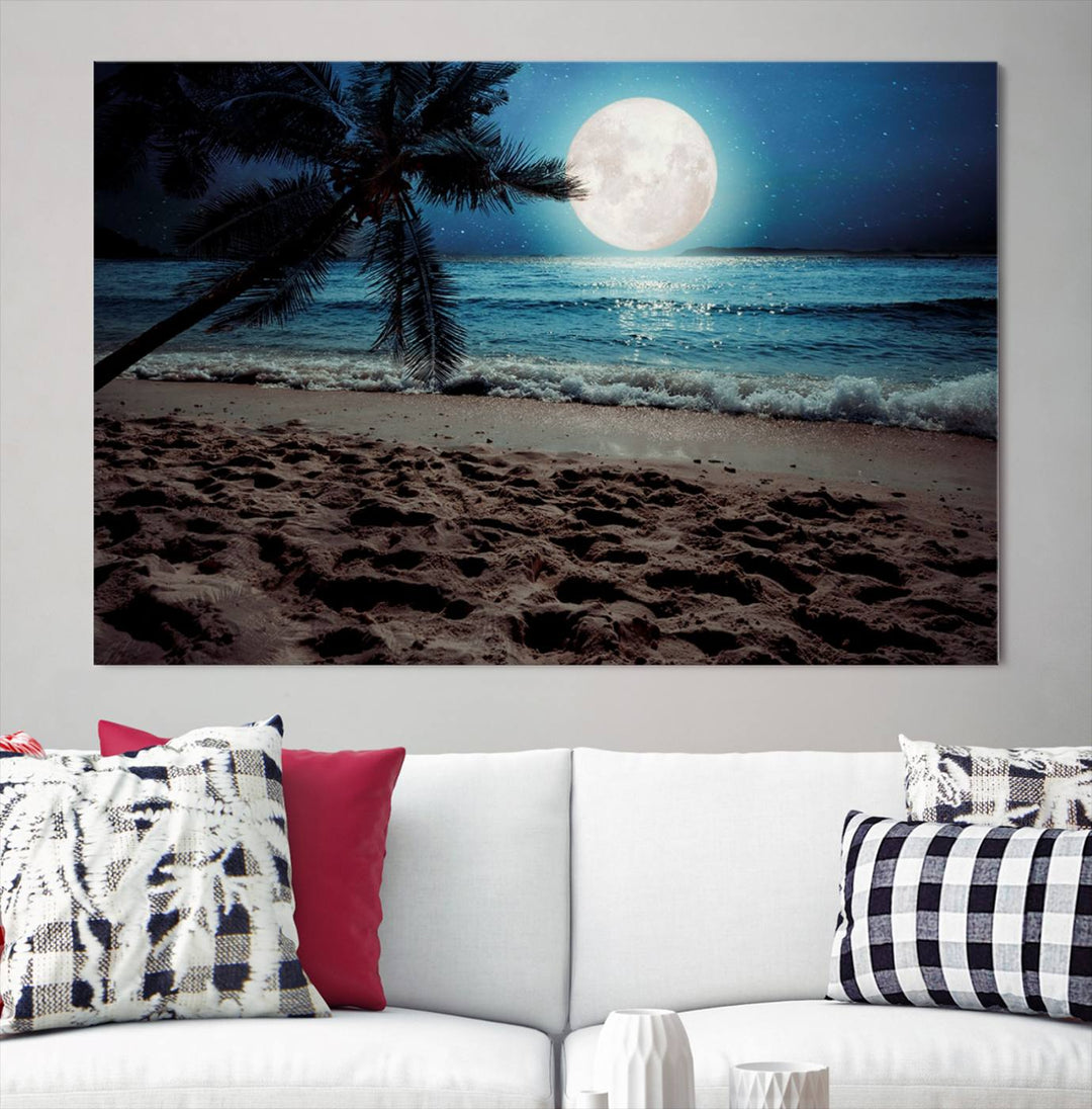 Moonglade Coastal Palm Tree Wall Art Canvas Print