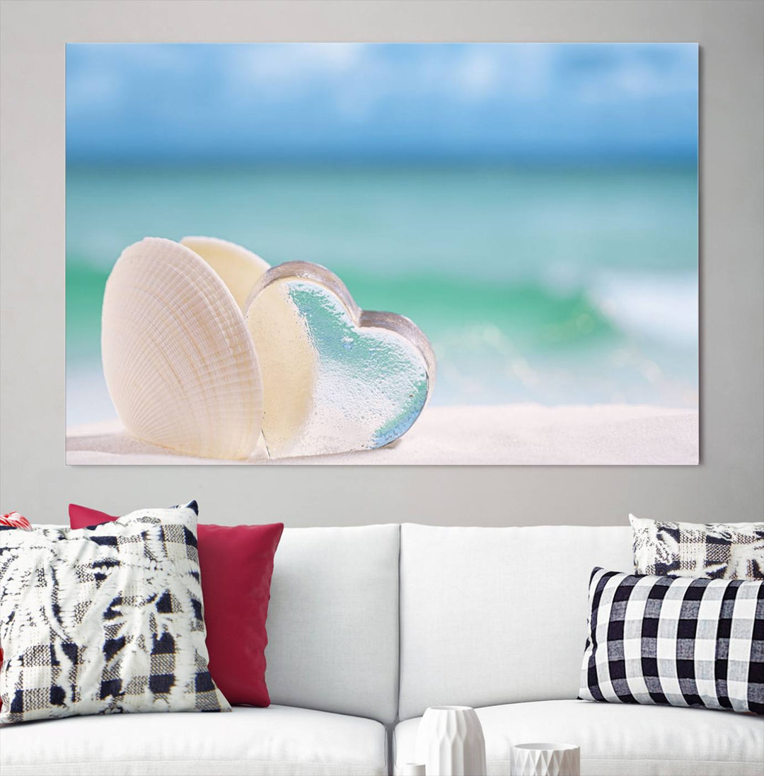 Impression sur toile d'art mural de coquillage d'amour de plage