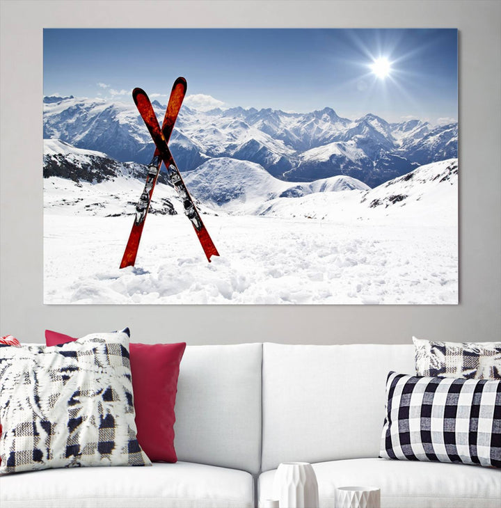 Snow Mountain Wall Art Canvas Print, Snowboard Sport Wall Art