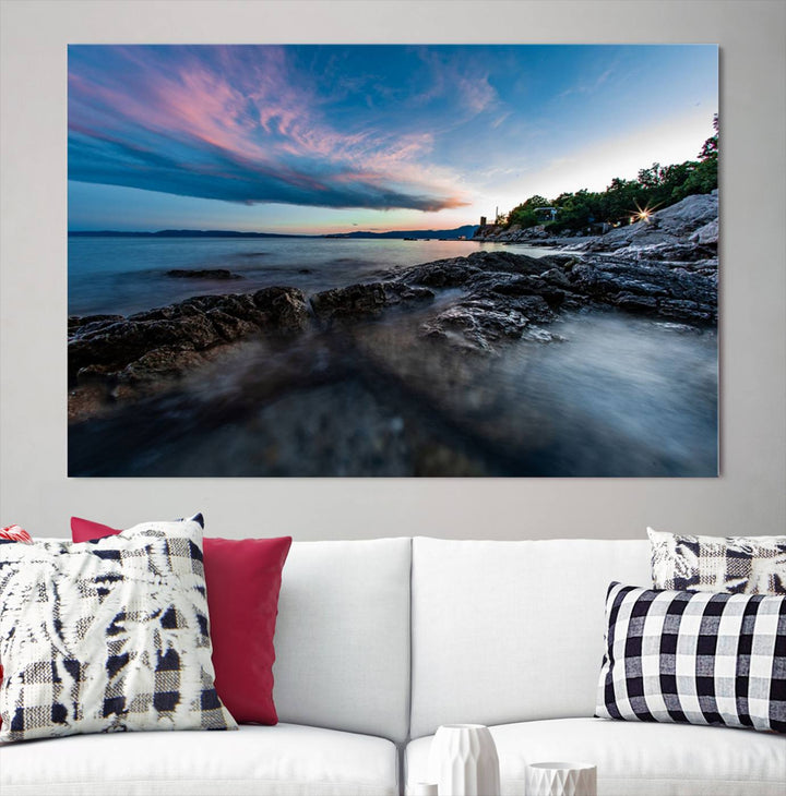 Serenity Ocean Misty Wall Art Canvas Print