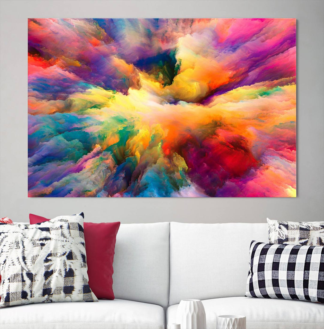 Arte de pared en forma de nube de colores vibrantes y ardientes Lienzo