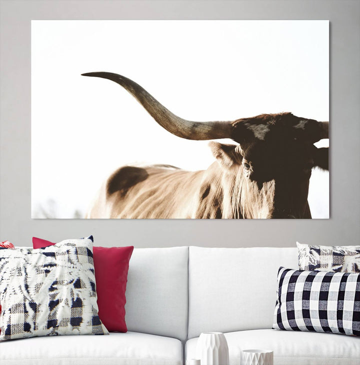 Texas Cow Longhorn Wall Art Canvas