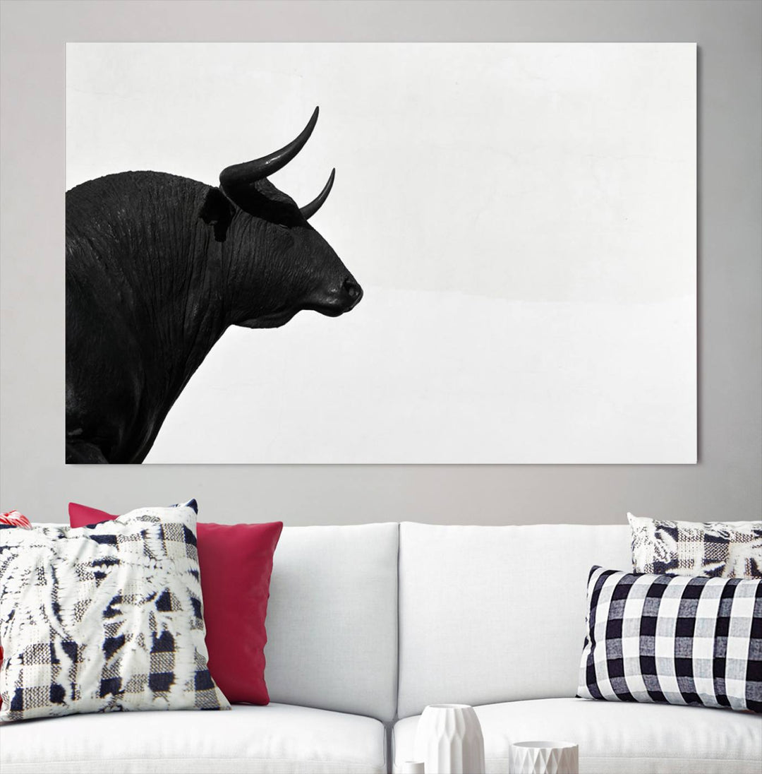 The Spanish Bull Wall Art Canvas Print is crafted on museum-quality canvases and is coated with UV-protective layers for lasting brilliance. It comes ready to hang, effortlessly enhancing your living space.