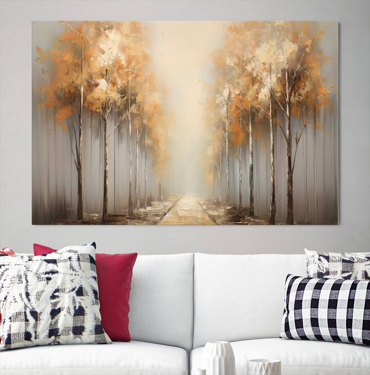 Autumn Forest Path Wall Art | Large Canvas Print for Living Room, Bedroom, or Office Decor | Forest Wall Art, 3 Panel Wall Art