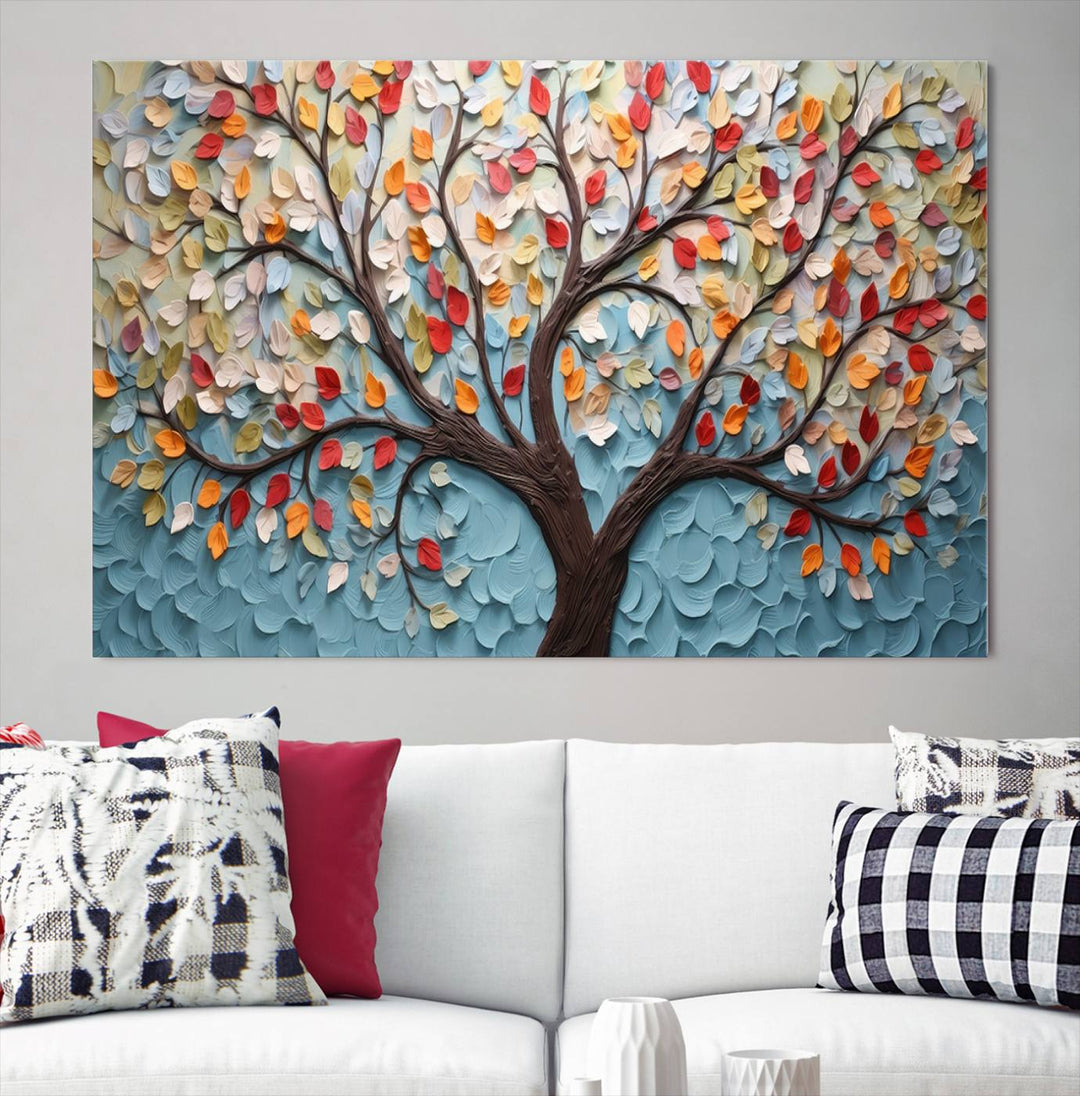 Impression sur toile d’art mural abstrait d’arbre et de feuille