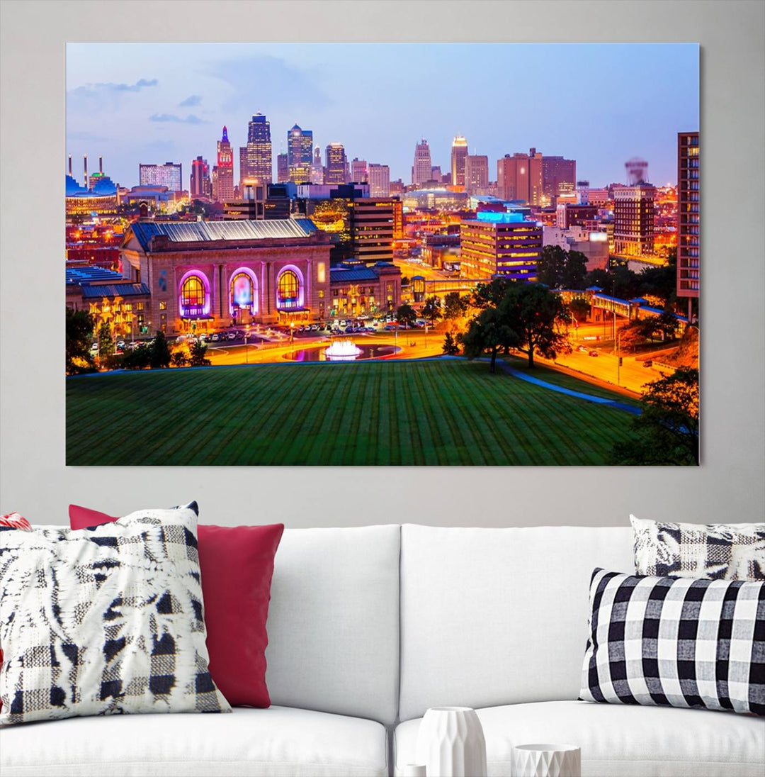 Impression sur toile de nuit de Kansas City, art mural et