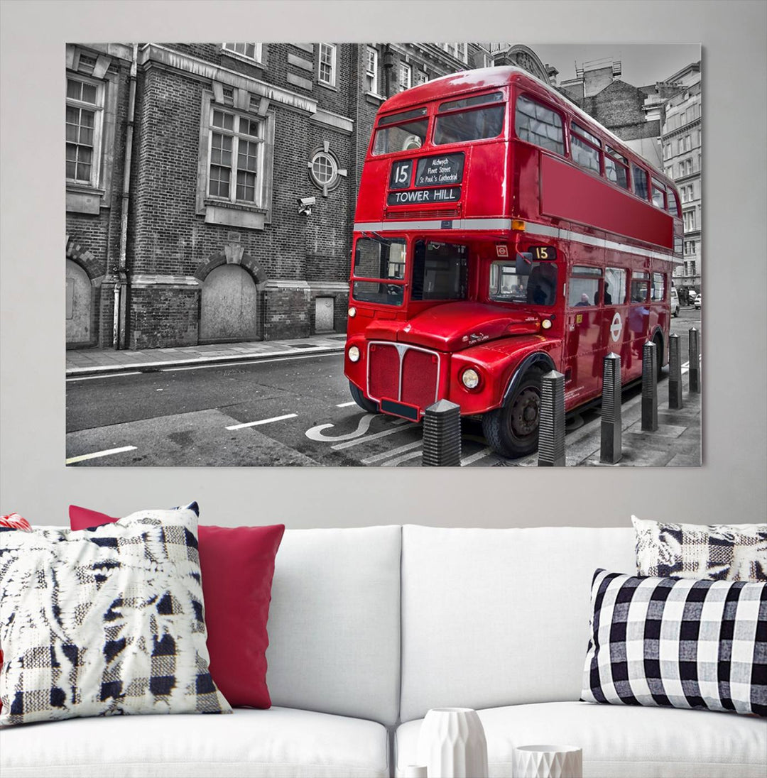 London Red Bus Wall Art, Red Telephone Club, London Night Canvas Print