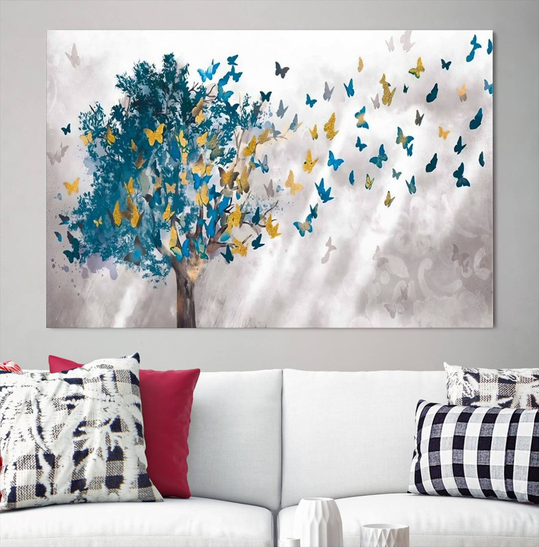 Tree Butterfly Abstract Tree and Butterfly Wall Art Canvas Print