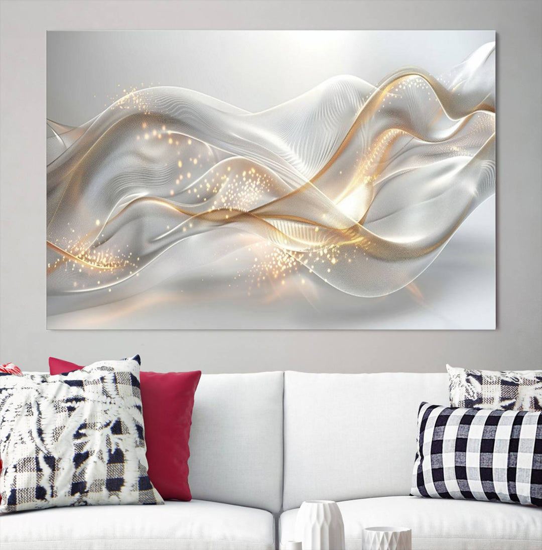 Abstract art Grey and Gold Lines Wall Art