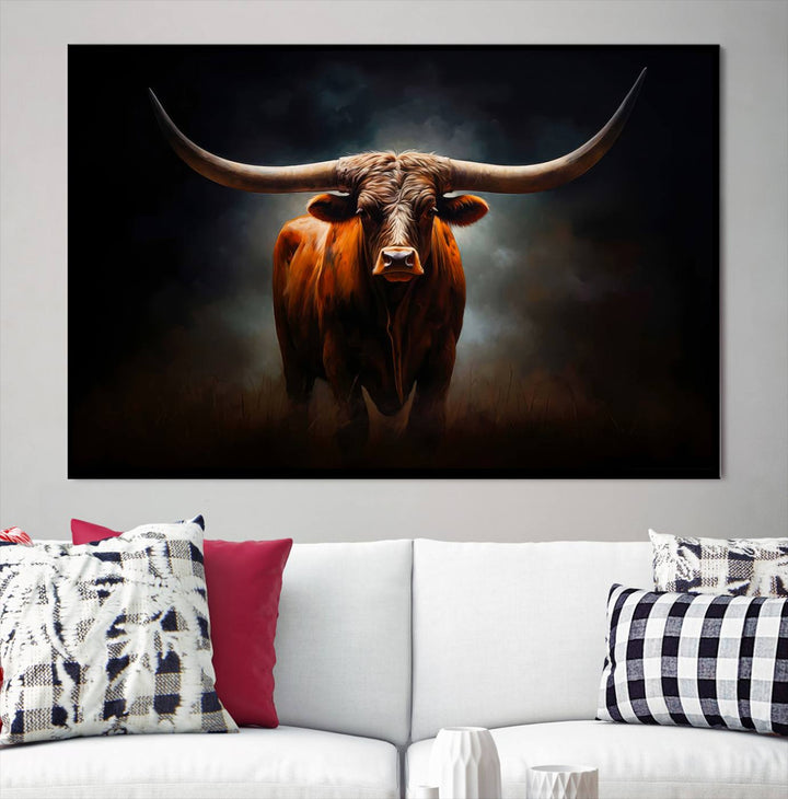 Longhorn Bull Wall Art Canvas Set – Bold Western Elegance for Rustic Home Décor