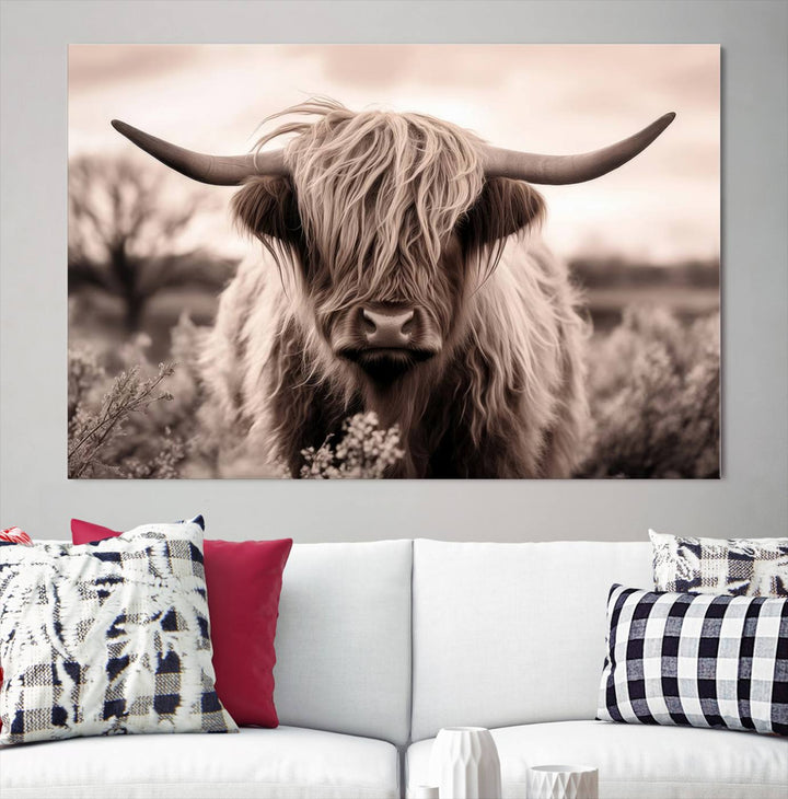 Scottish Cow Longhorn Wall Art Canvas Print.