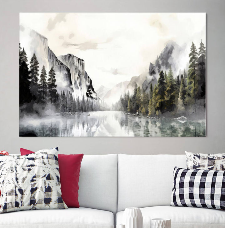 Yosemite National Park Watercolor Wall Art Canvas Print