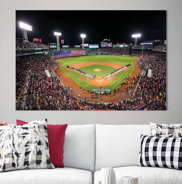 Fenway Park Postseason Triple Canvas Wall Art - Boston Red Sox Historic Game