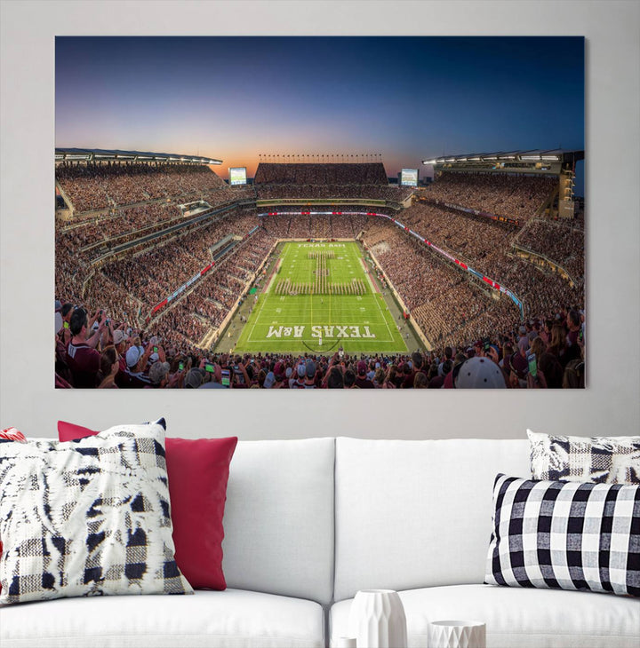 Texas A&M University Aggies Football Team Print - College Station Kyle Field Stadium Wall Art Canvas Print